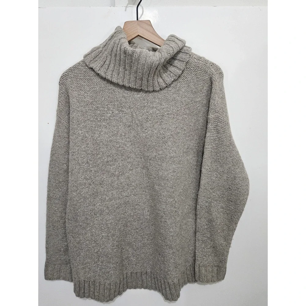 Michael Kors Oatmeal Beige Cable Knit Cowl Neck Turtleneck Sweater Womens Medium